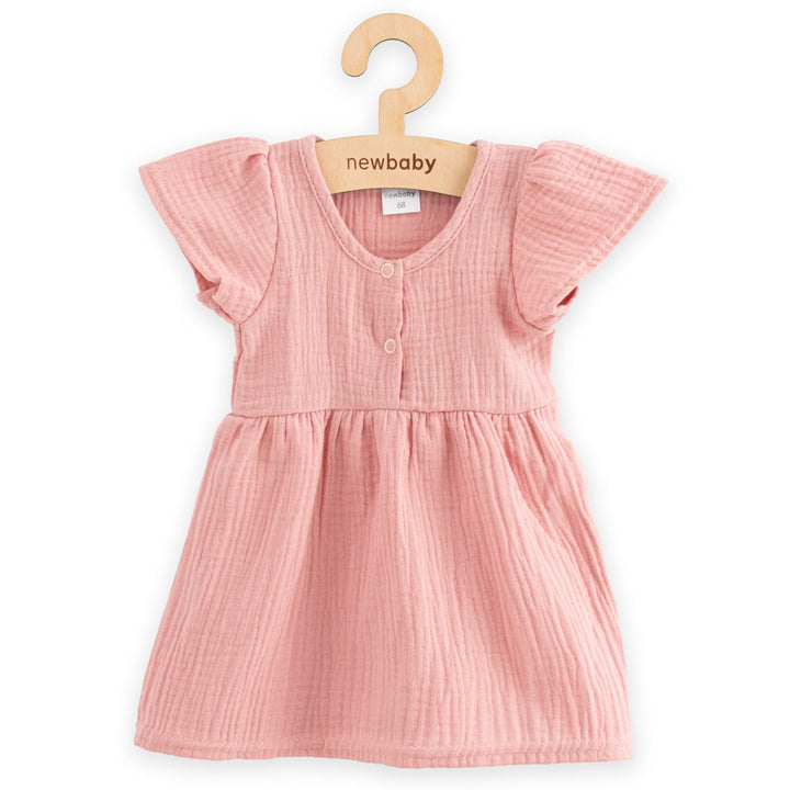 Mousseline babyjurk New Baby roze