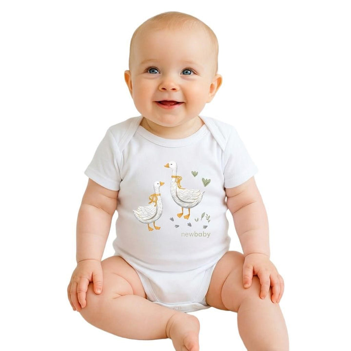 Babyromper met print New Baby Gans - korte mouw
