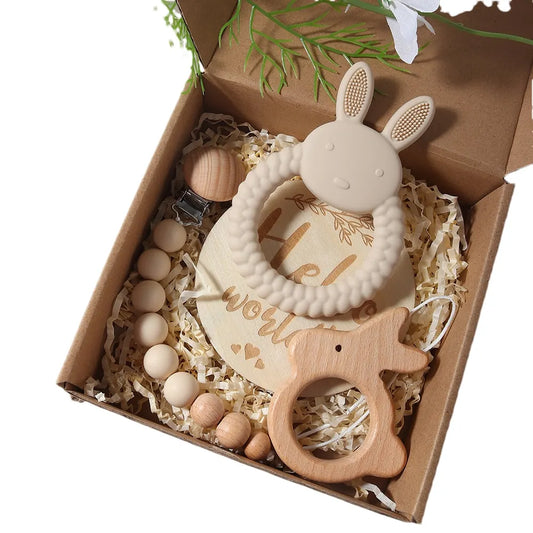 Baby Cadeauset – Siliconen Slab, Bijtring & Speen koord