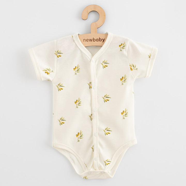 Biologisch katoenen body met drukknoopsluiting korte mouwen New Baby Olijven