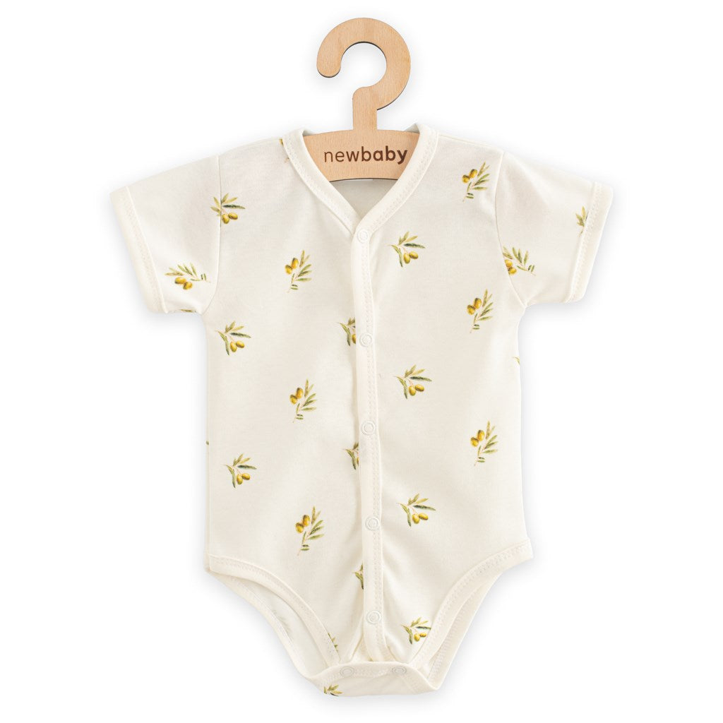 Biologisch katoenen body met drukknoopsluiting korte mouwen New Baby Olijven