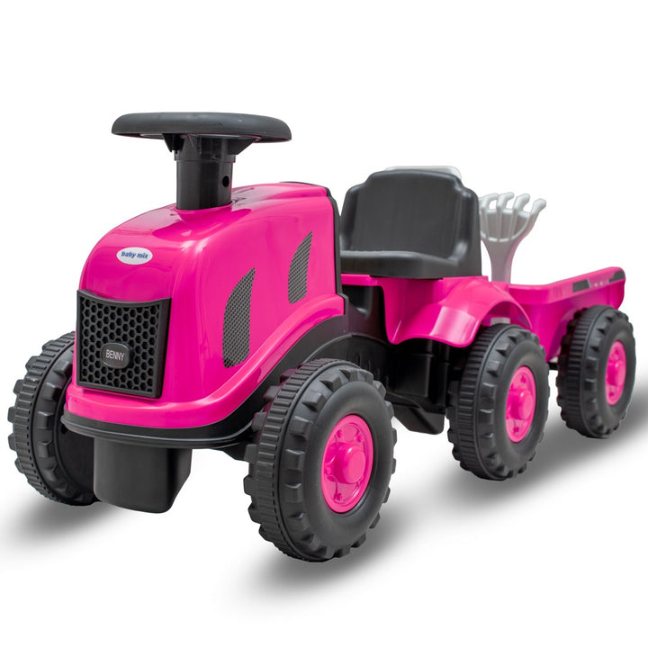 Kindertractor met aanhanger Benny Baby Mix roze