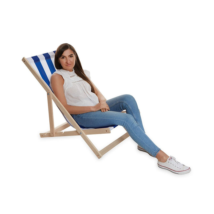 Opvouwbare tuin-/strandligstoel Baby Mix blauw en wit
