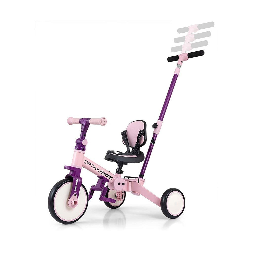 Milly Mally Optimus Max 5-in-1 driewieler met duwstang roze