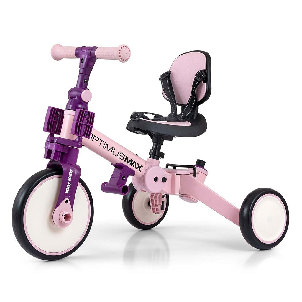Milly Mally Optimus Max 5-in-1 driewieler met duwstang roze