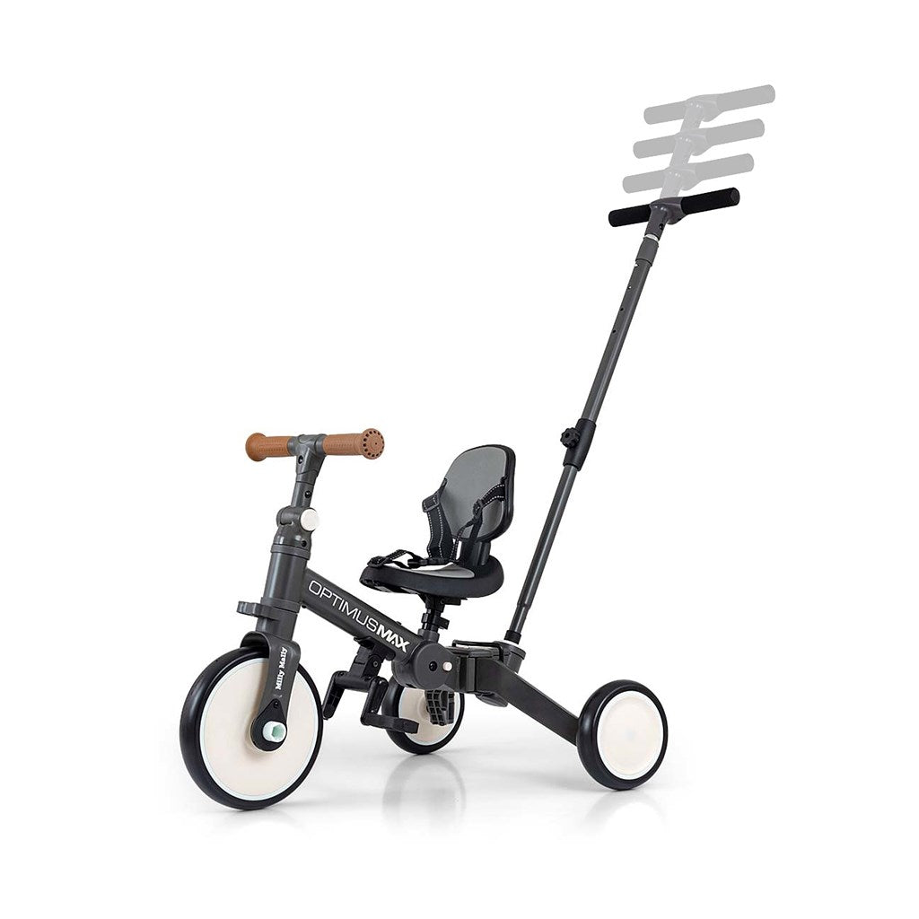 Milly Mally Optimus Max 5-in-1 driewieler met duwstang donkergrijs