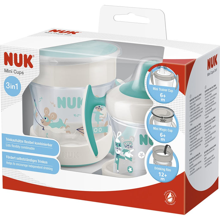 NUK Mini Cups 360° babybeker met deksel neutraal