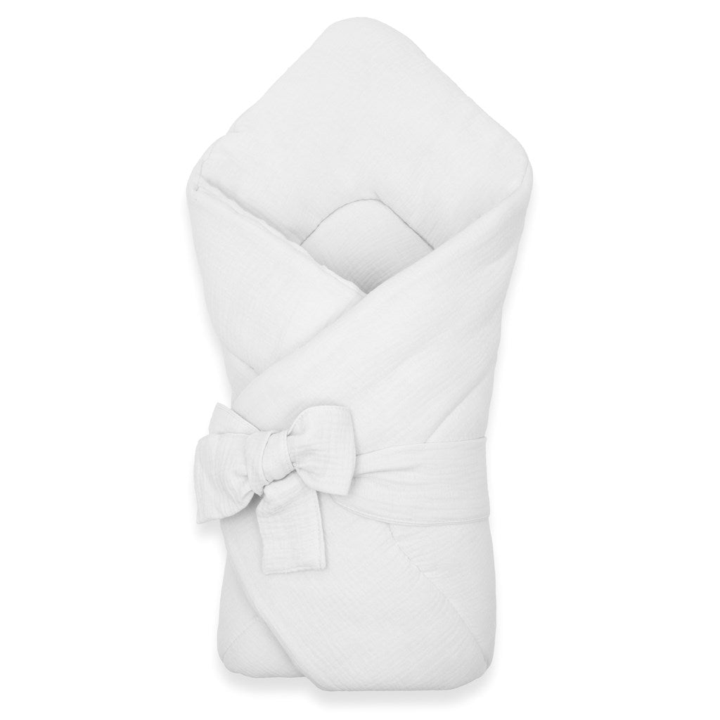 Mousseline inbakerdoek met striksluiting New Baby wit – productfoto