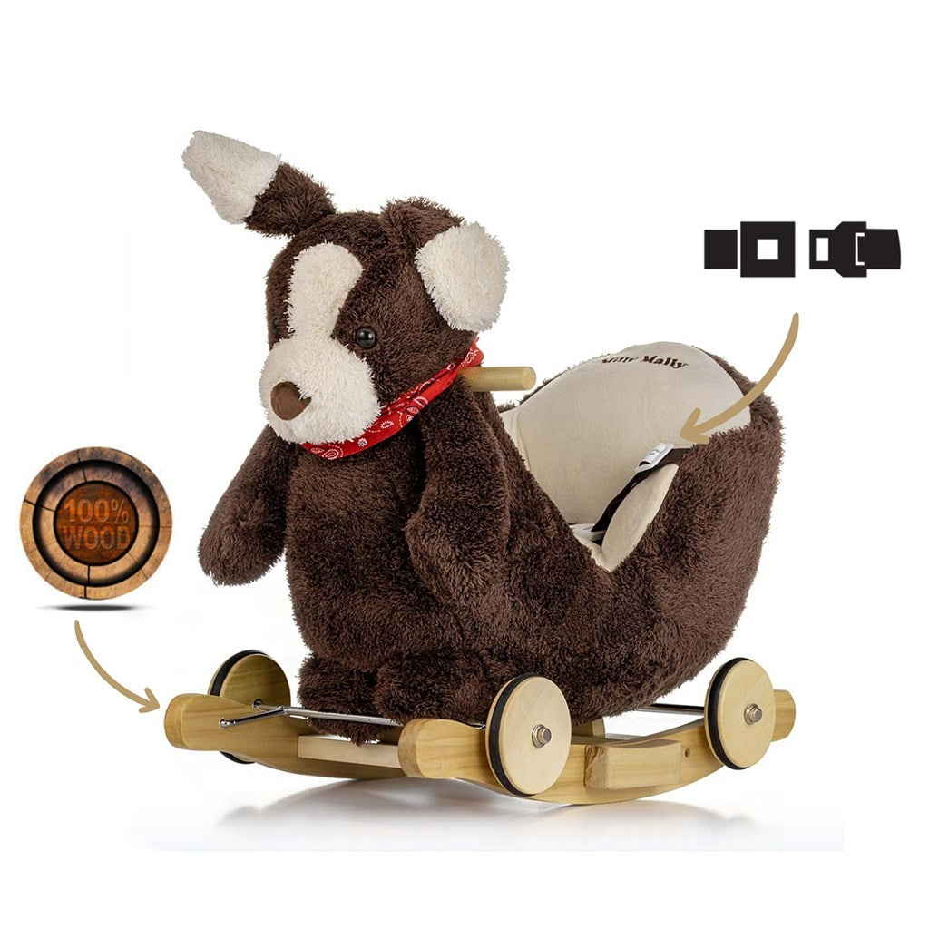 Hobbelhond met melodie en wielen Milly Mally Polly Plus Bruine Hond
