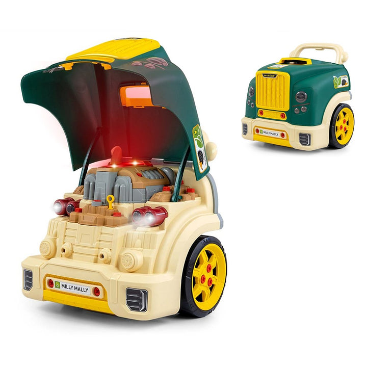Realistisch model van de voorkant van een auto met openende motorkap Milly Mally N-GINE groen