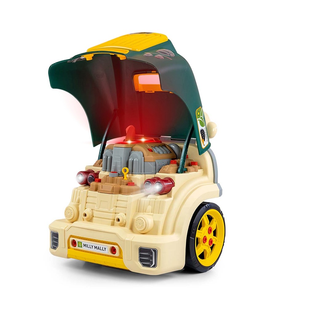 Realistisch model van de voorkant van een auto met openende motorkap Milly Mally N-GINE groen