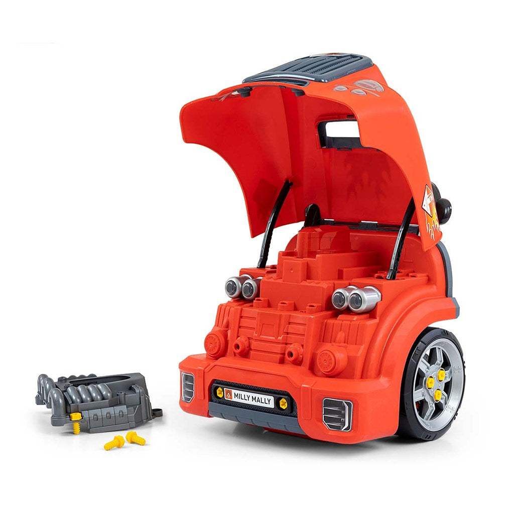 Realistisch model van de voorkant van een auto met openende motorkap Milly Mally N-GINE rood