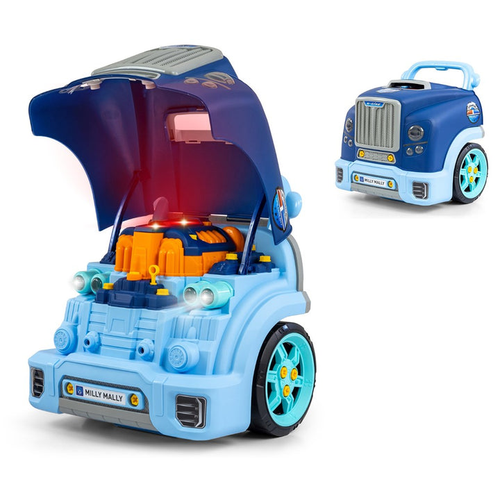 Realistisch model van de voorkant van een auto met openende motorkap Milly Mally N-GINE blauw