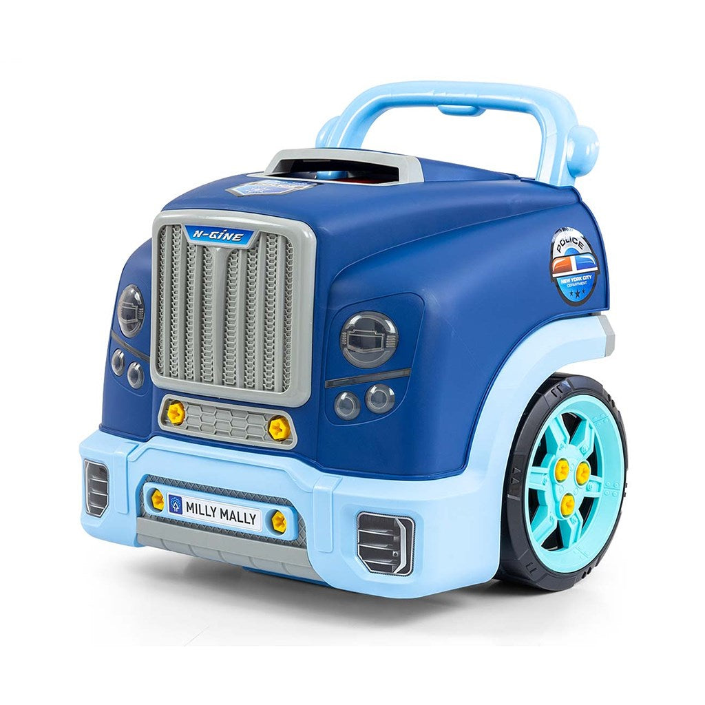 Realistisch model van de voorkant van een auto met openende motorkap Milly Mally N-GINE blauw