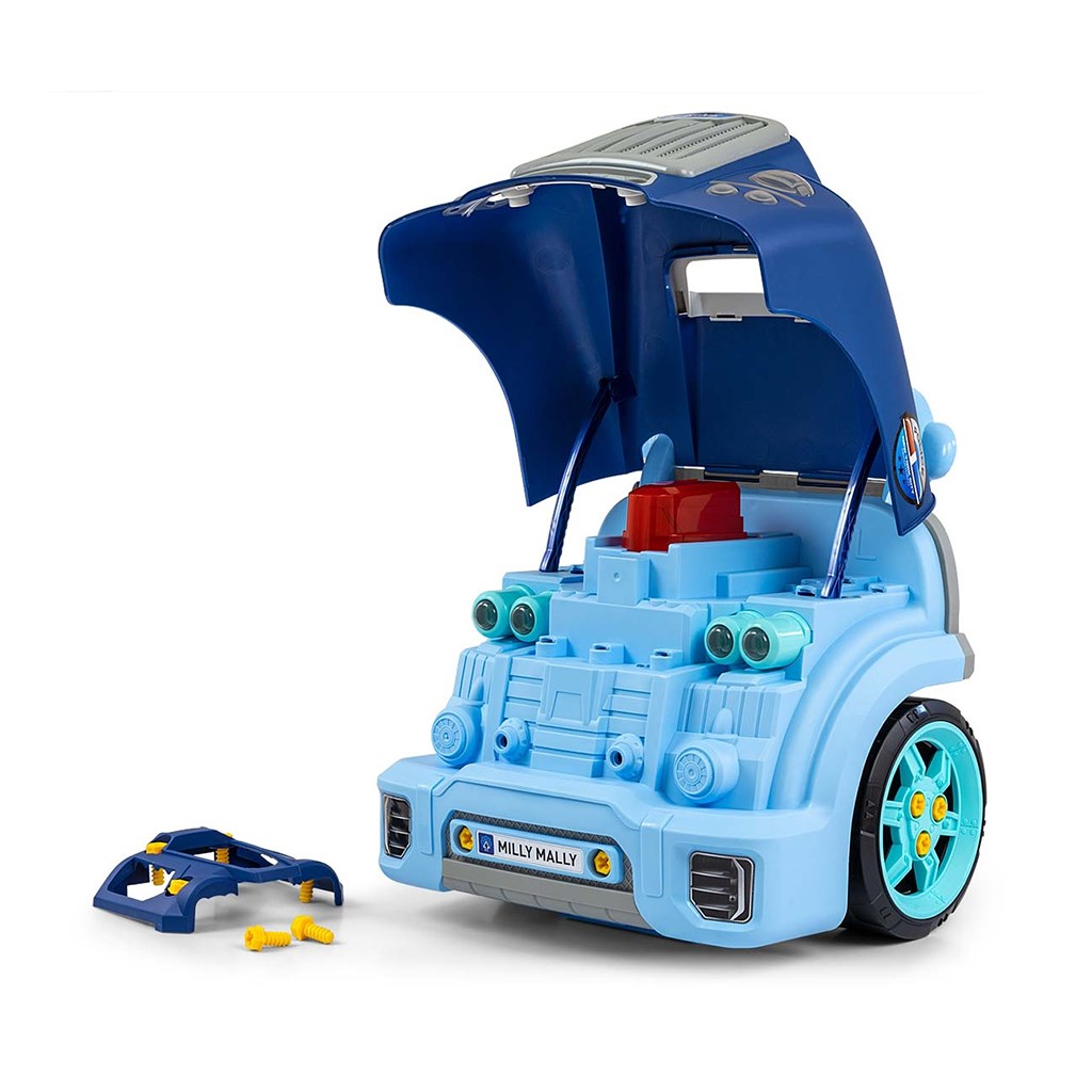 Realistisch model van de voorkant van een auto met openende motorkap Milly Mally N-GINE blauw