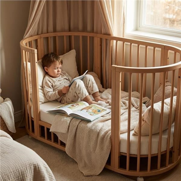3-in-1 ovaal kinderbedje + matras