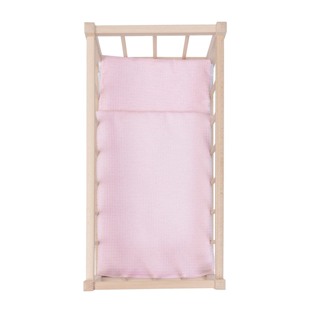 Houten poppenbedje-wieg met beddengoed Baby Mix