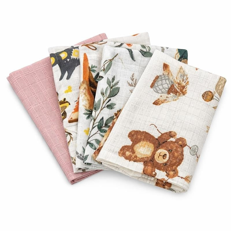 Katoenen luiers met print NEW BABY 60x80 cm STANDAARD MEISJE 5 st.