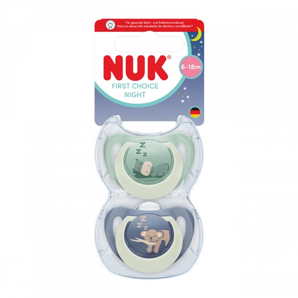 Fopspeen NUK First Choice Night 0-6 mnd 2 st. Nijlpaard/Koala
