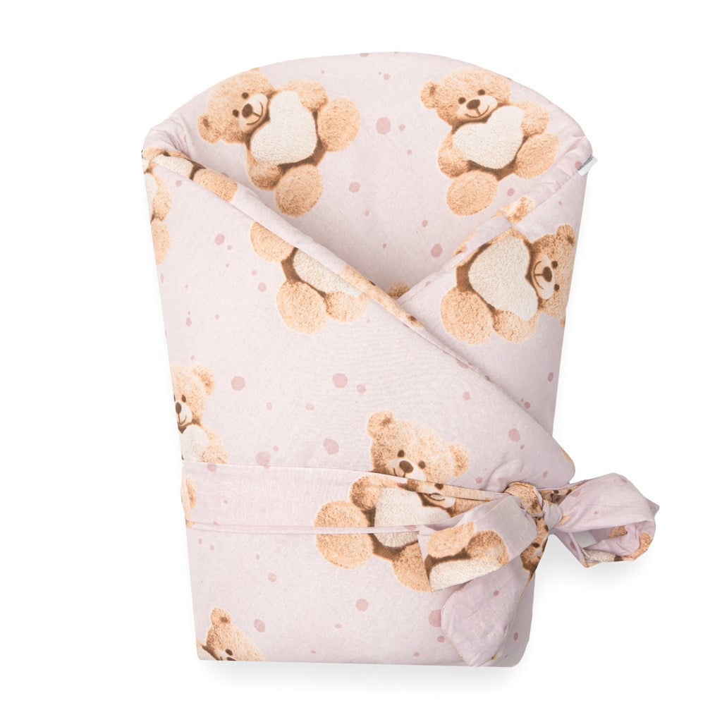 Inbakerdoek New Baby Love Teddy bear 80x80 cm roze