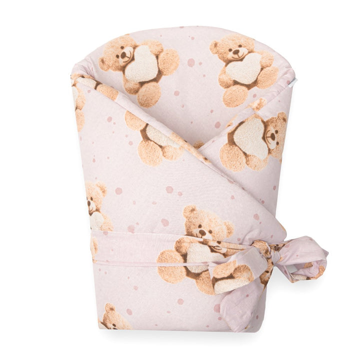 Inbakerdoek New Baby Love Teddy bear 80x80 cm roze