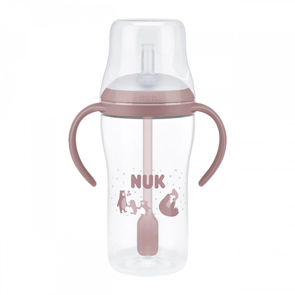 NUK Perfect Match oefenfles met rietje BEER 260 ml
