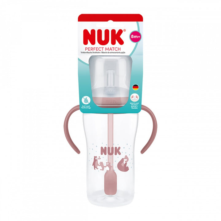 NUK Perfect Match oefenfles met rietje BEER 260 ml
