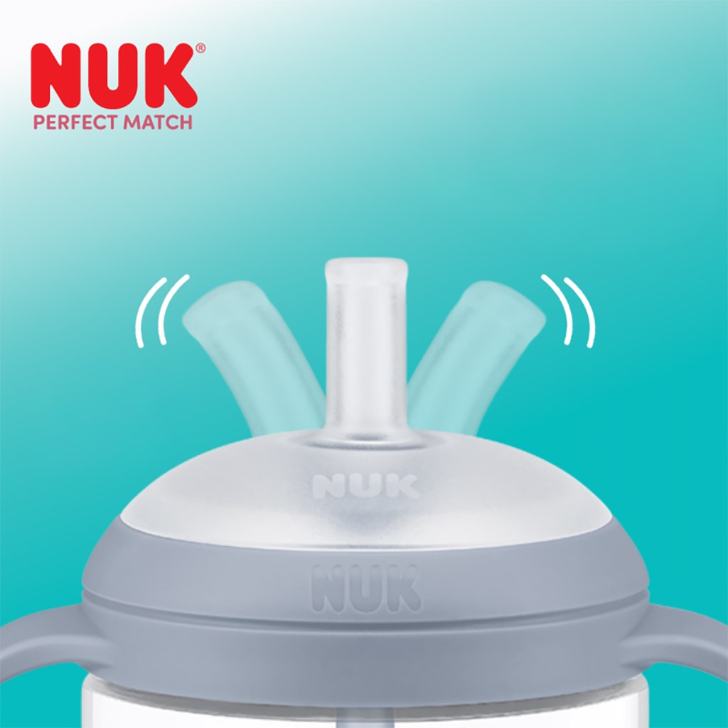 NUK Perfect Match oefenfles met rietje BEER 260 ml
