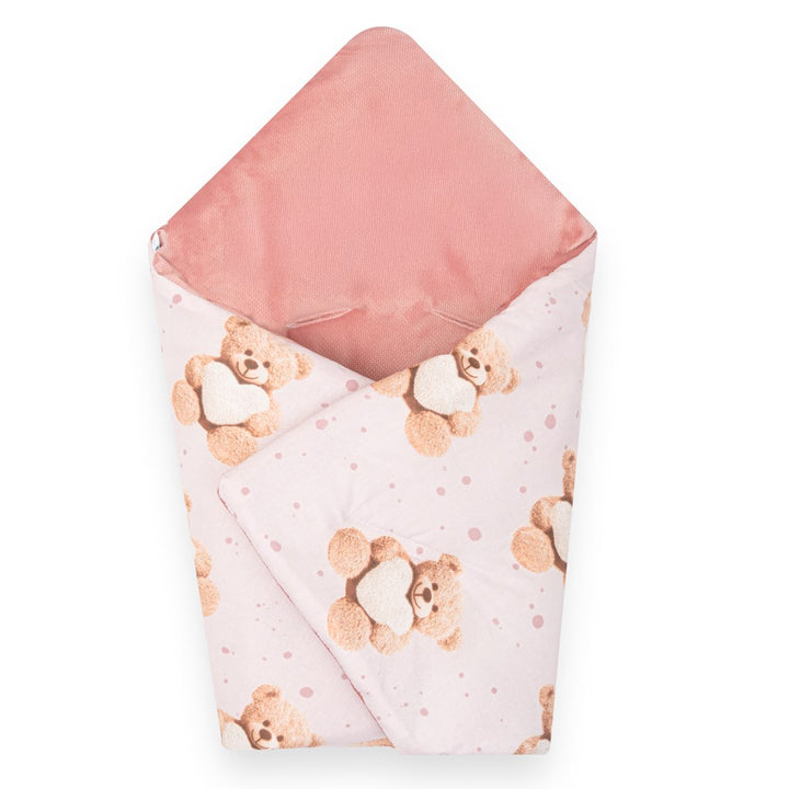 Gewatteerde inbakerdeken voor autostoeltje New Baby Love Teddy Bear roze