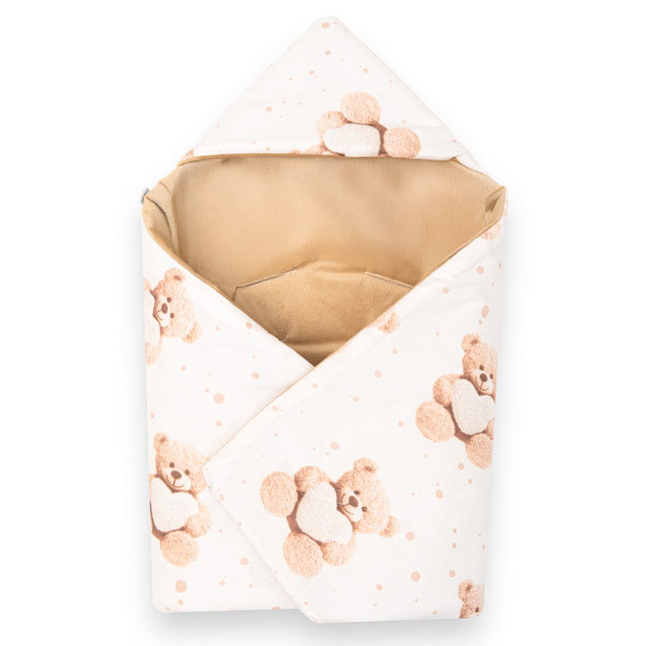 Gewatteerde inbakerdeken voor autostoeltje New Baby Love Teddy Bear beige