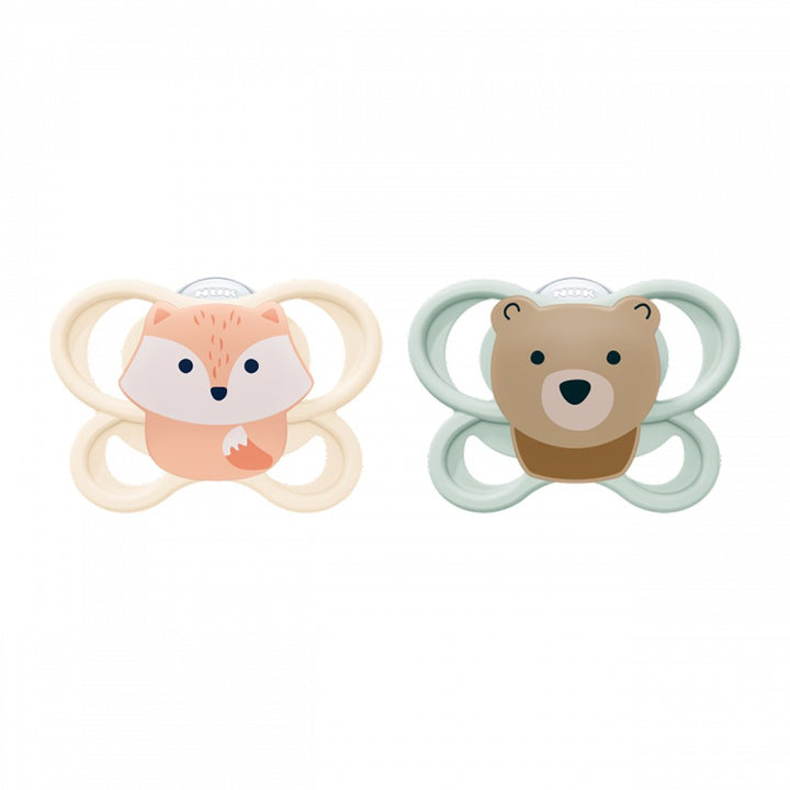 NUK MommyFeel Perfect Match Air fopspeen VOS/BEER 0-2 mnd 2 st. doosje