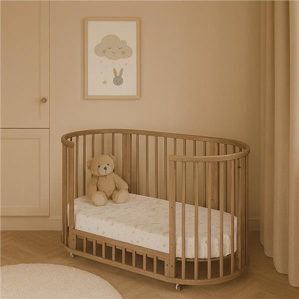 3-in-1 ovaal kinderbedje met meegroeifunctie + matras