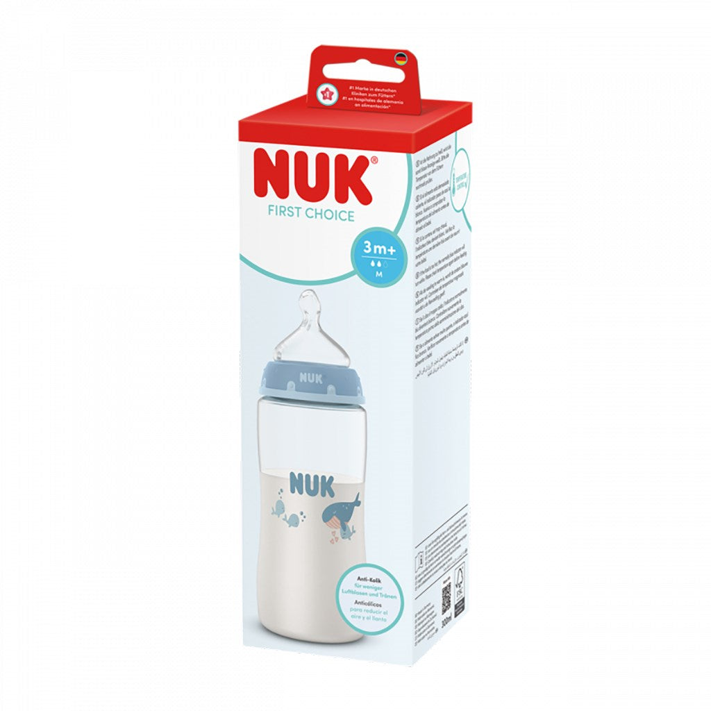 NUK First Choice babyfles met temperatuurcontrole 300 ml Walvis
