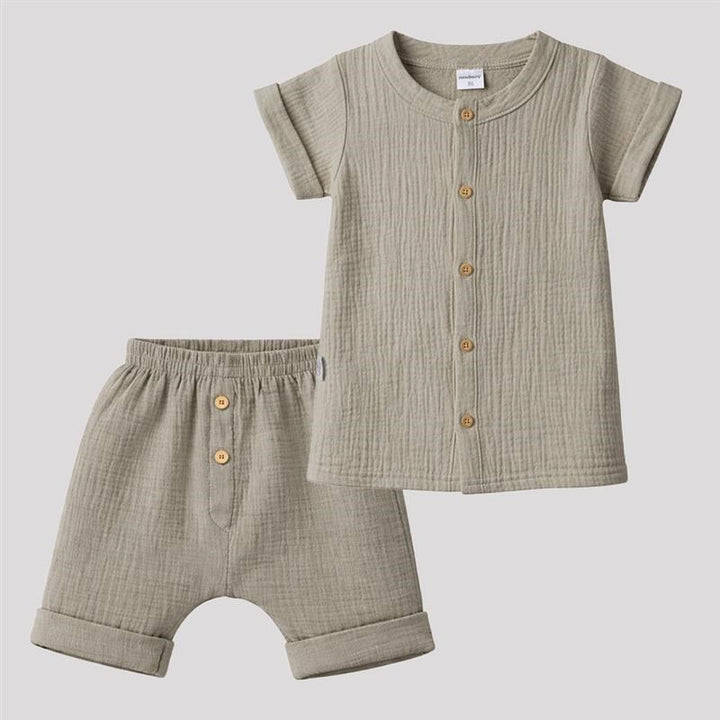 Mousseline babyshirt met short New Baby linnen