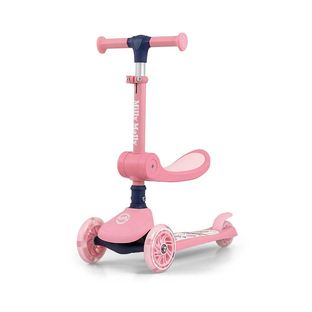 FUZZY 3-wiel balansstep met zitje voor kinderen roze