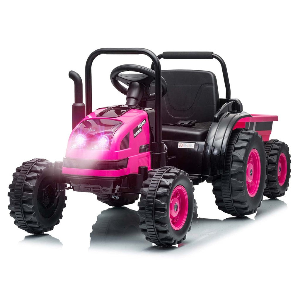 Elektrische tractor met aanhanger Milly Mally Farmer roze