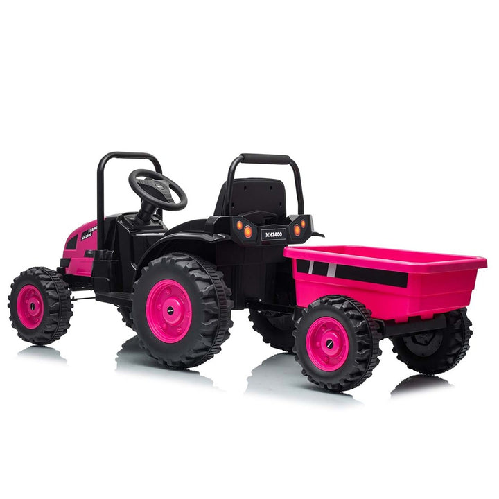 Elektrische tractor met aanhanger Milly Mally Farmer roze