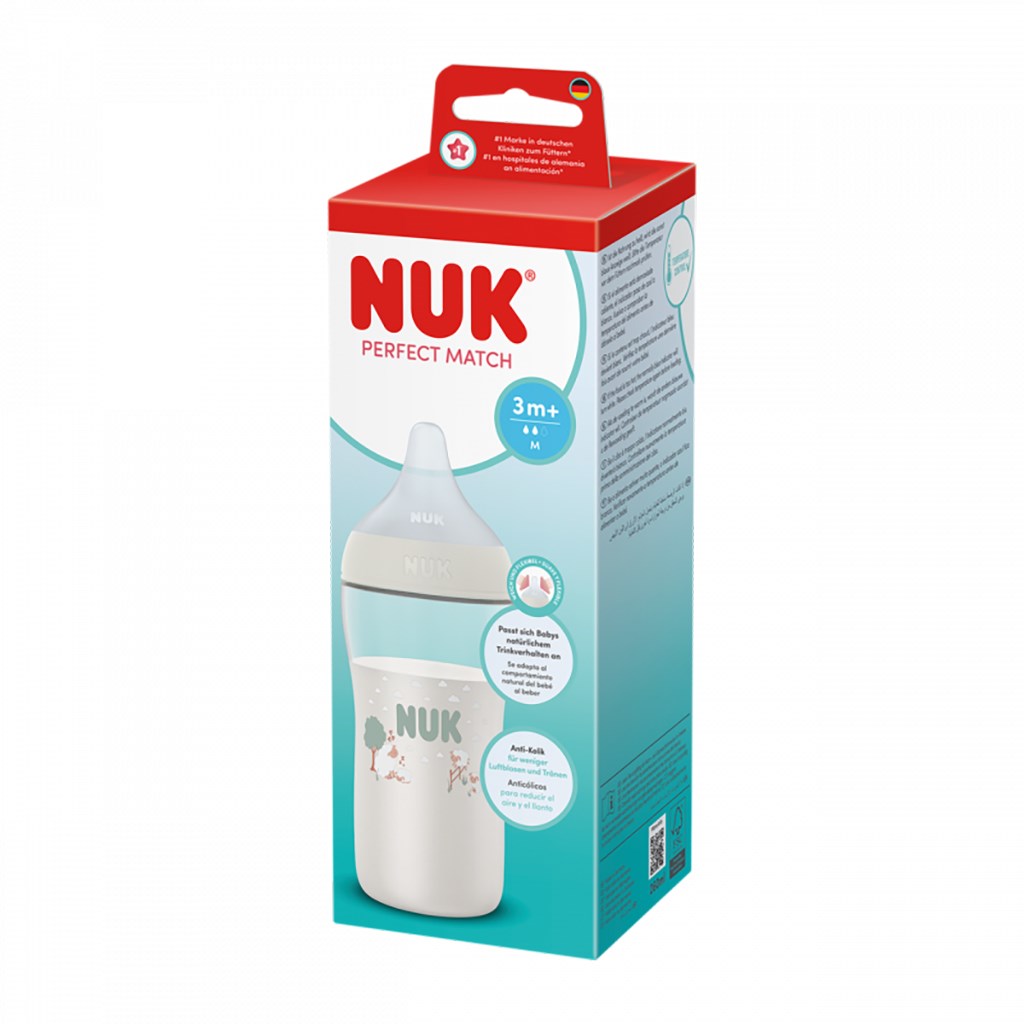NUK Perfect Match babyfles met temperatuurcontrole Schaap 260 ml