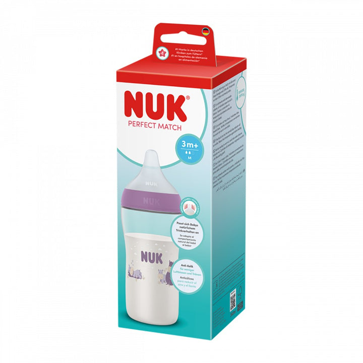 NUK Perfect Match babyfles met temperatuurcontrole Nijlpaard 260 ml