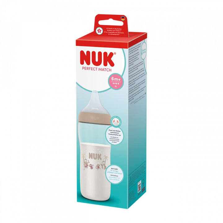 NUK Perfect Match babyfles met temperatuurcontrole XL Aap 360 ml