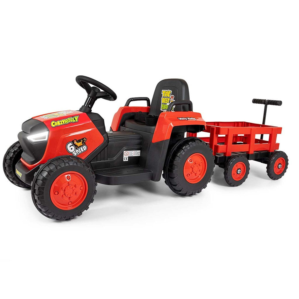 Elektrische tractor met aanhanger Milly Mally Rolly rood