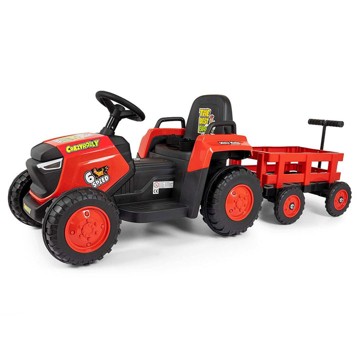 Elektrische tractor met aanhanger Milly Mally Rolly rood