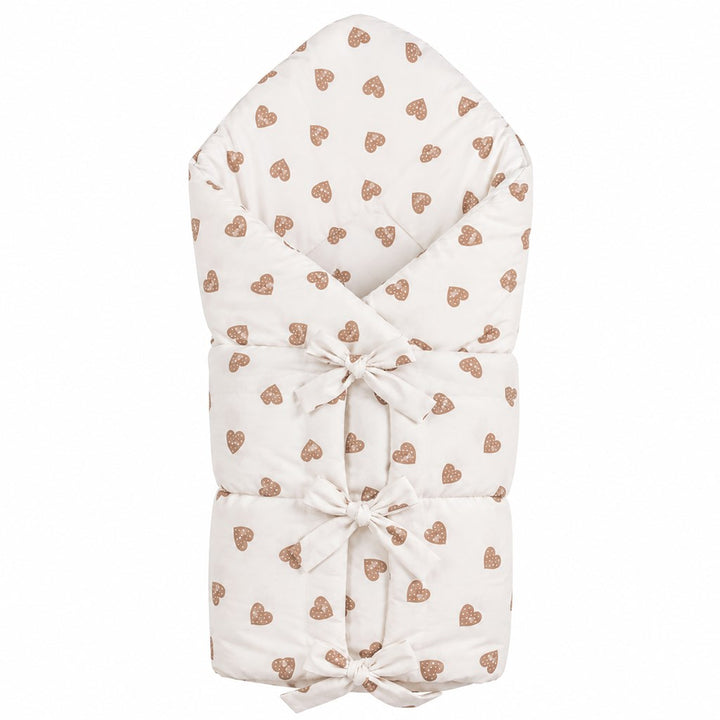 Klassieke inbakerdoek met striksluiting New Baby hartjes – productfoto