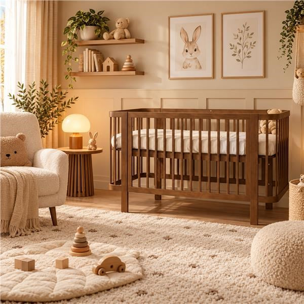 New Baby KLARA ovaal babybedje 120x60 cm – walnoot – afbeelding 1