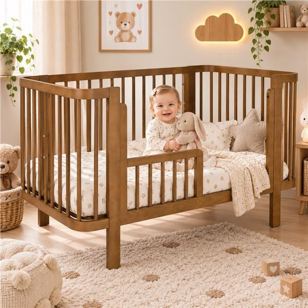 New Baby KLARA ovaal babybedje 120x60 cm – walnoot – afbeelding 3