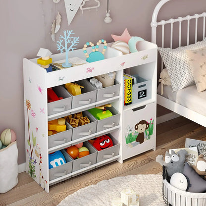 Baby Essential Speelgoedrek met 9 Opbergladen – Wit Houten Boekenkast