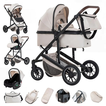 Luxe 3-in-1 Baby Kinderwagen – Veilig, Comfortabel & Stijlvol Reizen