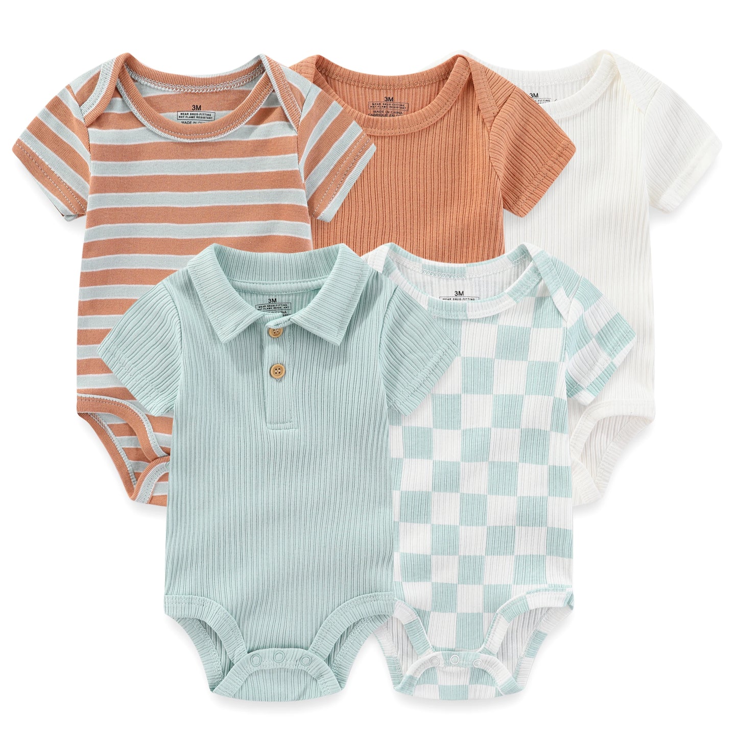 KiddieZoom Babyrompers – Set van 5 | Comfortabel, Praktisch & Stijlvol