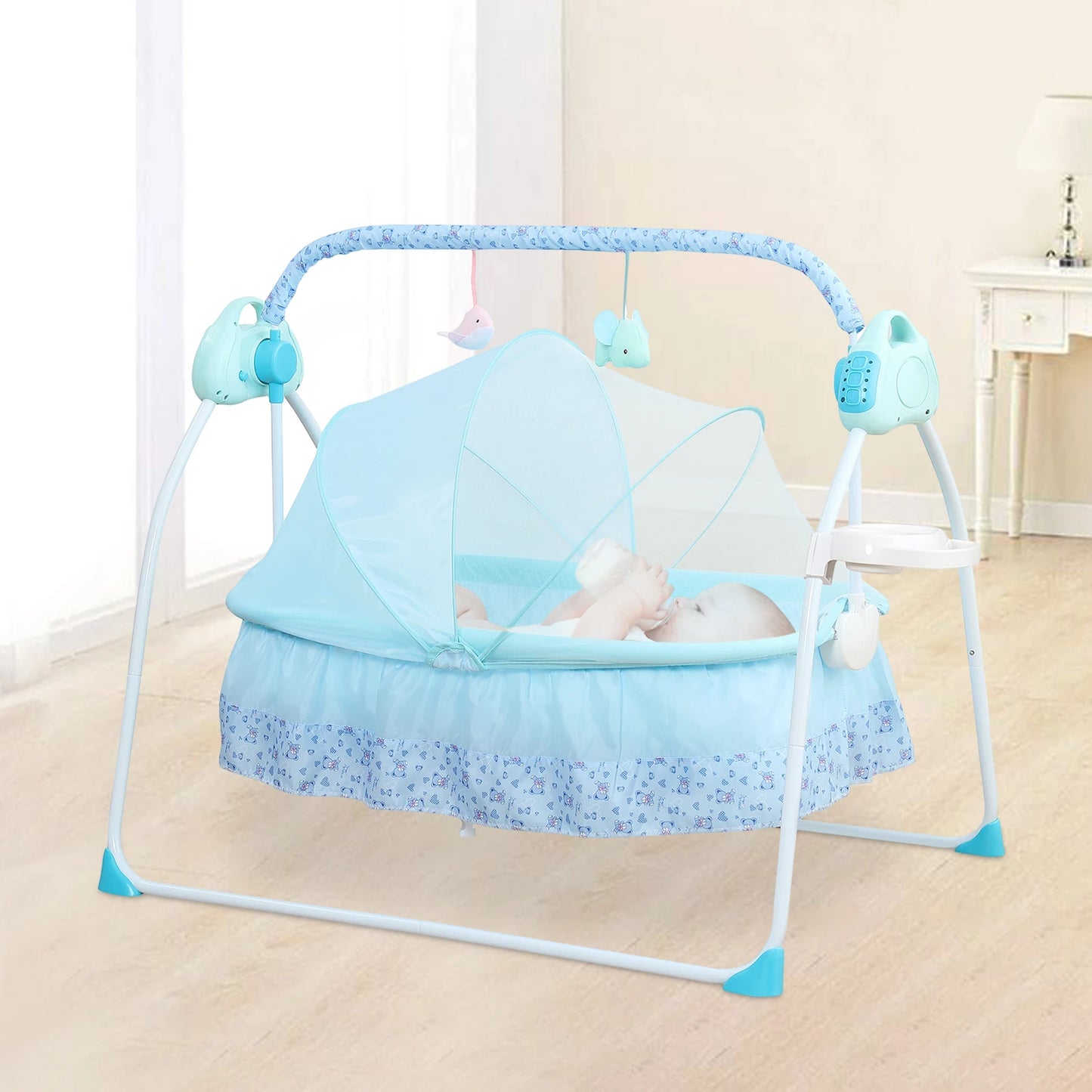 Elektrische Babywieg met 5 Snelheden & Bluetooth Muziek