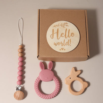 Baby Cadeauset – Siliconen Slab, Bijtring & Speen koord